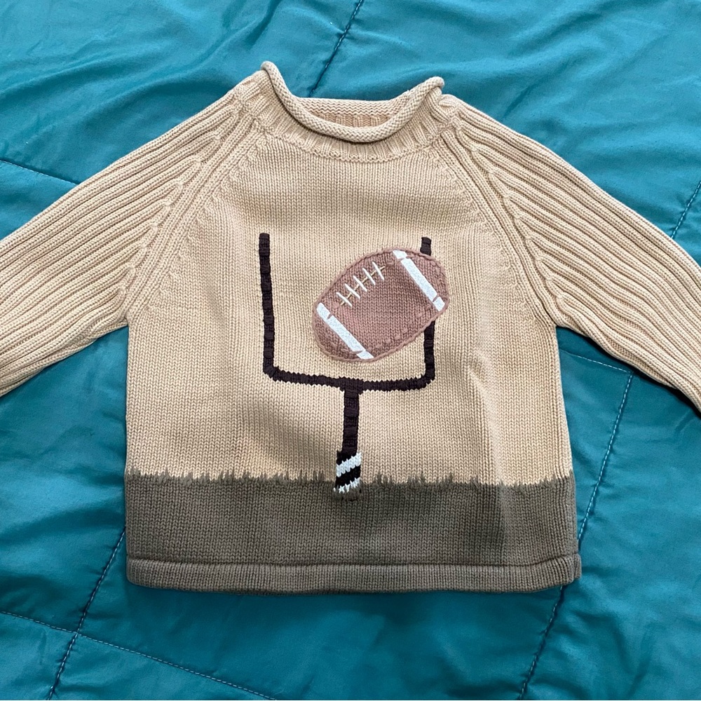 Roll Neck Kids Knit Football Sweater
